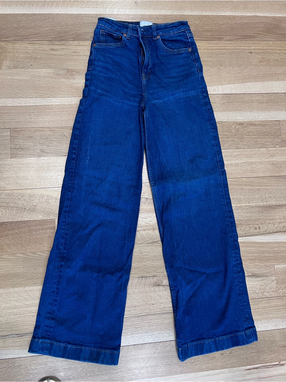 Reformation Dark Blue High-Rise Wide Leg Jeans